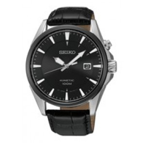 Horlogeband Seiko 5M62-0DB0 / SKA569P2 Leder Zwart
